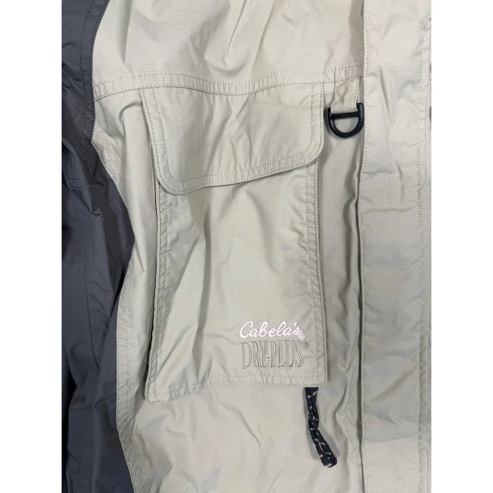 Cabela's Dry-Plus Rain Jacket Womens XL Tan Brown Utility Hooded Fishing Hunting